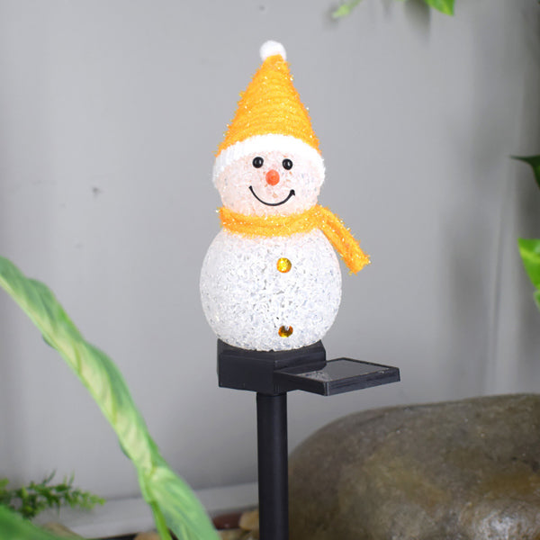 Luxury Garden Party Solar Powered LED Yellow Snowman Light Decor Outdoor Garden Stake Lamp Christmas Decor