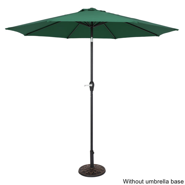 Luxury Garden Party 9FT Central Umbrella Waterproof Folding Sunshade Dark Green