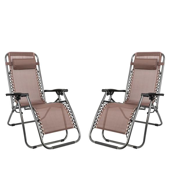 Luxury Garden Party 2pcs Plum Blossom Lock Portable Folding Chairs with Saucer Brown