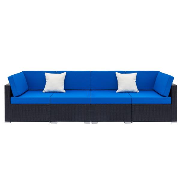 Luxury Garden Party Fully Equipped Weaving Rattan Sofa Set with 2pcs Corner Sofas & 2pcs Single Sofas  - Woven Rattan