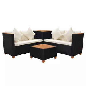 COMPETITION ENTRY ONLY £3.49 - WIN this "4 Piece Garden Lounge Set with Cushions Poly Rattan Black"