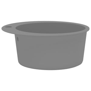 vidaXL Granite Kitchen Sink Single Basin Round Grey