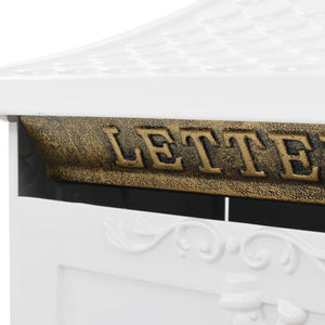 vidaXL Pedestal Letterbox Aluminium Vintage Style Rustproof White