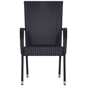 vidaXL Stackable Outdoor Chairs 2 pcs Poly Rattan Black
