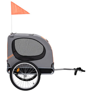vidaXL Dog Bike Trailer Orange and Grey
