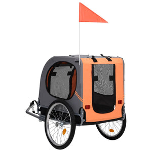 vidaXL Dog Bike Trailer Orange and Grey