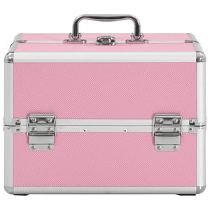 vidaXL Make-up Case 22x30x21 cm Pink Aluminium
