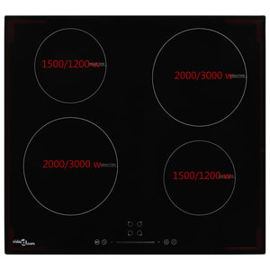 vidaXL Induction Hob with 4 Burners Touch Control Glass 7000 W