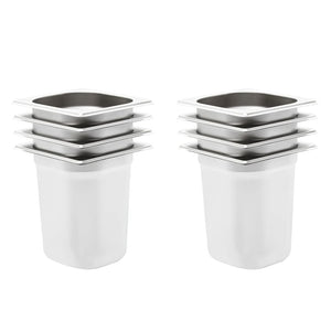 vidaXL Gastronorm Containers 8 pcs GN 1/6 200 mm Stainless Steel