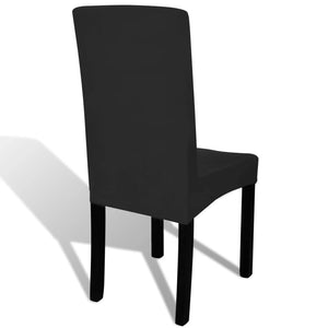 6 pcs Black Straight Stretchable Chair Cover