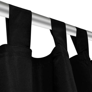 vidaXL 2 pcs Black Micro-Satin Curtains with Loops 140 x 225 cm