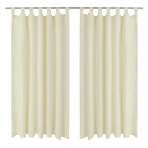 2 pcs Cream Micro-Satin Curtains with Loops 140 x 175 cm