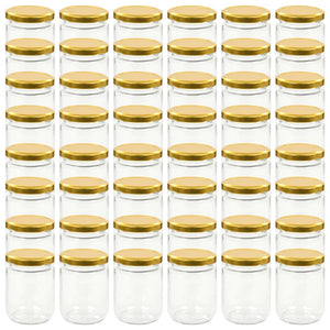 vidaXL Glass Jam Jars with Gold Lid 48 pcs 230 ml