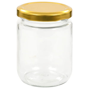 vidaXL Glass Jam Jars with Gold Lid 96 pcs 230 ml