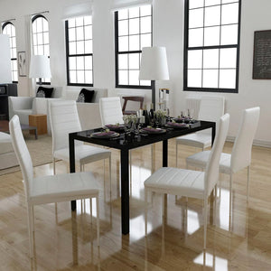 vidaXL 7 Piece Dining Table Set Black and White