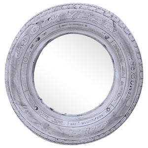vidaXL Mirror White 50 cm Reclaimed Rubber Tyre