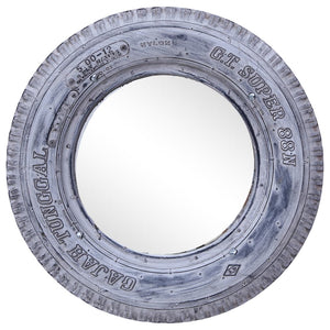 vidaXL Mirror White 50 cm Reclaimed Rubber Tyre