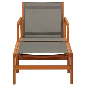 vidaXL Garden Chair with Footrest Grey Solid Eucalyptus Wood and Textilene