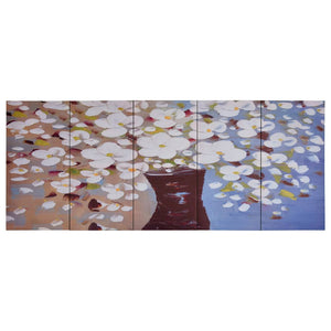 vidaXL Canvas Wall Print Set Flowers in a Vase Multicolour 150x60 cm