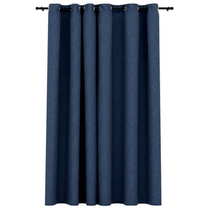 vidaXL Linen-Look Blackout Curtains with Grommets Blue 290x245cm