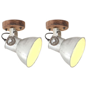 vidaXL Industrial Wall/Ceiling Lamps 2 pcs Silver 20x25 cm E27