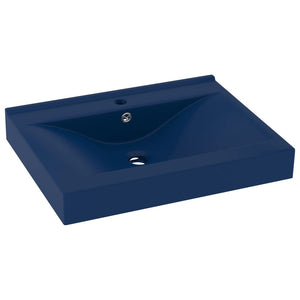vidaXL Luxury Basin with Faucet Hole Matt Dark Blue 60x46 cm Ceramic