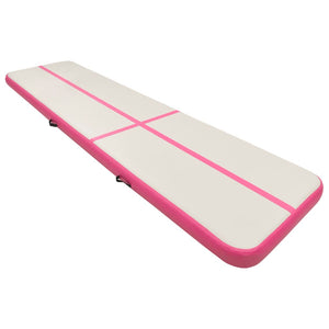 vidaXL Inflatable Gymnastics Mat with Pump 600x100x15 cm PVC Pink