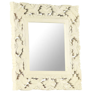 vidaXL Hand Carved Mirror White 50x50 cm Solid Mango Wood
