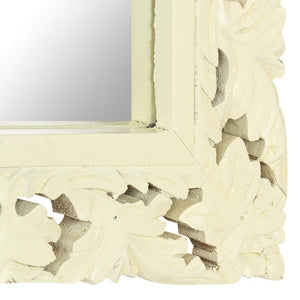 vidaXL Hand Carved Mirror White 80x50 cm Solid Mango Wood