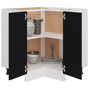 vidaXL Corner Bottom Cabinet Black 75.5x75.5x80.5 cm Engineered Wood