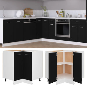 vidaXL Corner Bottom Cabinet Black 75.5x75.5x80.5 cm Engineered Wood