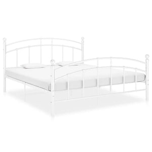 vidaXL Bed Frame White Metal 160x200 cm