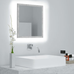 vidaXL LED Bathroom Mirror Concrete Grey 40x8.5x37 cm Engineered Wood