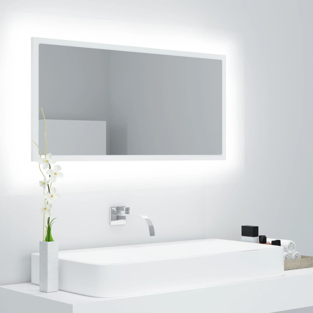 vidaXL LED Bathroom Mirror White 90x8.5x37 cm Engineered Wood