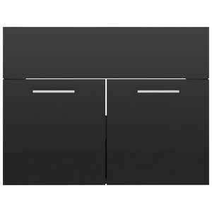 vidaXL 2 Piece Bathroom Furniture Set High Gloss Black Engineered Wood