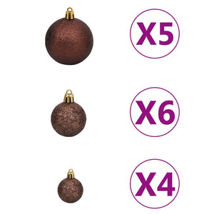 vidaXL 61 Piece Christmas Ball Set with Peak and 150 LEDs Gold&Bronze