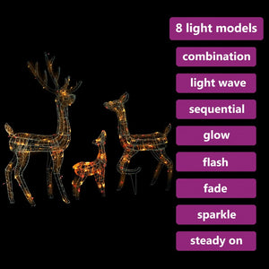vidaXL Acrylic Reindeer Family Christmas Decoration 300 LED Colourful