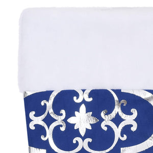 vidaXL Luxury Christmas Tree Skirt with Sock Blue 90 cm Fabric