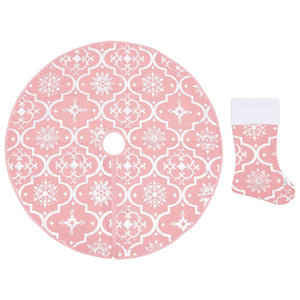 vidaXL Luxury Christmas Tree Skirt with Sock Pink 90 cm Fabric