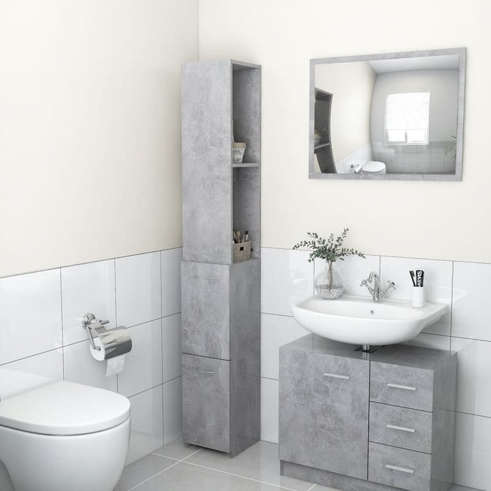 vidaXL Bathroom Cabinet Concrete Grey 25x25x170 cm Engineered Wood
