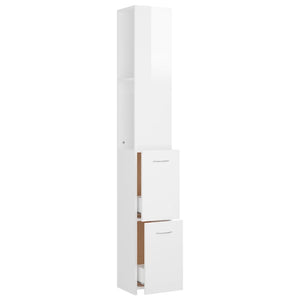 vidaXL Bathroom Cabinet High Gloss White 25x25x170 cm Engineered Wood