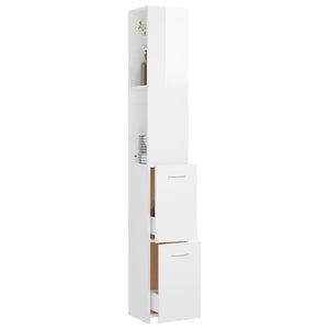 vidaXL Bathroom Cabinet High Gloss White 25x25x170 cm Engineered Wood