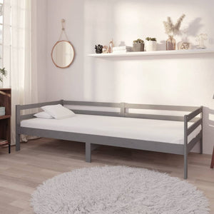 vidaXL Day Bed Grey Solid Pinewood 90x200 cm