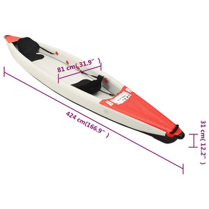 vidaXL Inflatable Kayak Red 424x81x31 cm Polyester