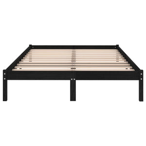 vidaXL Bed Frame Black Solid Pinewood 120x190 cm 4FT Small Double