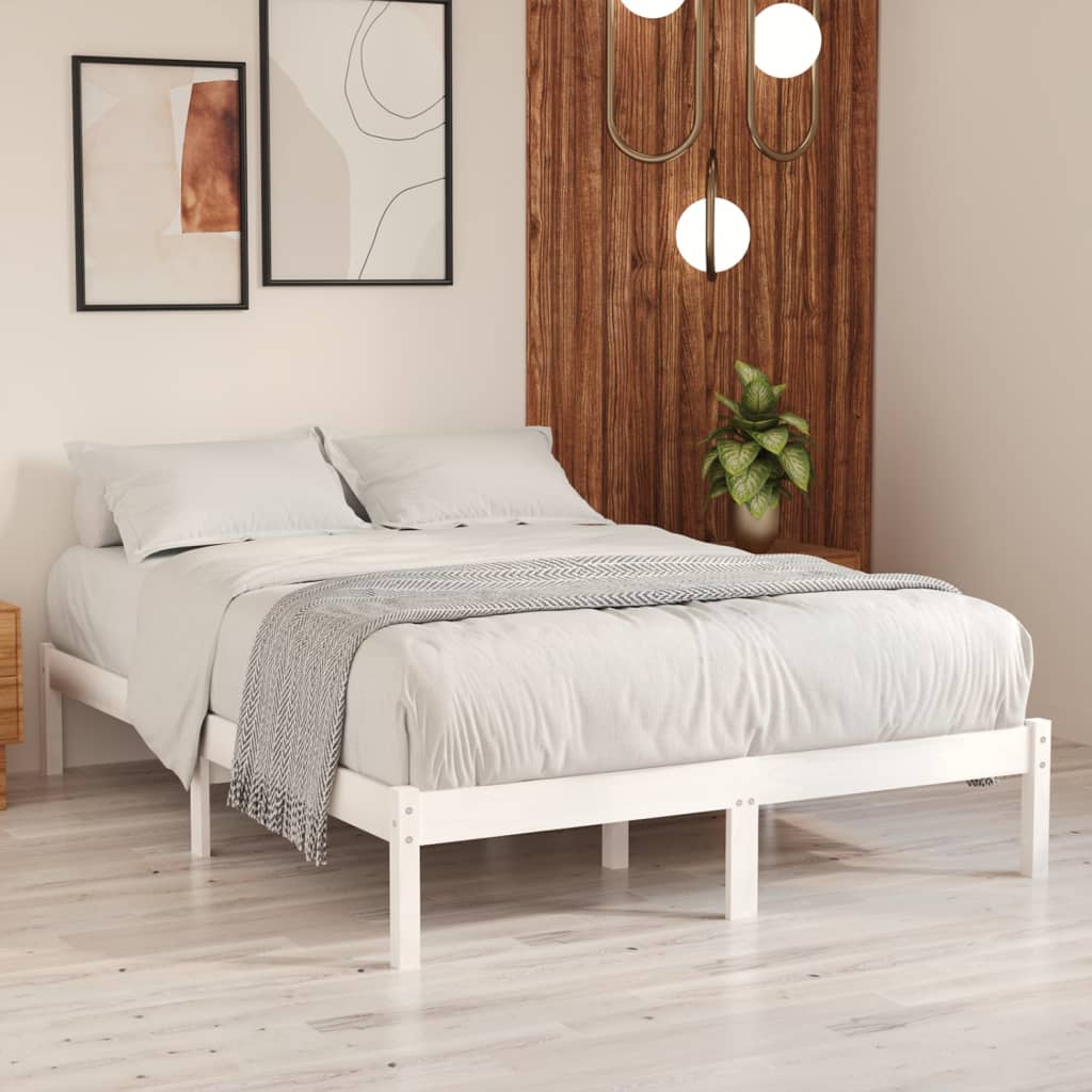 vidaXL Bed Frame White Solid Pinewood 180x200 cm 6FT Super King UK
