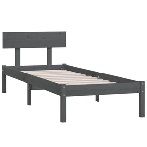 vidaXL Bed Frame Grey Solid Wood Pine 90x200 cm Single