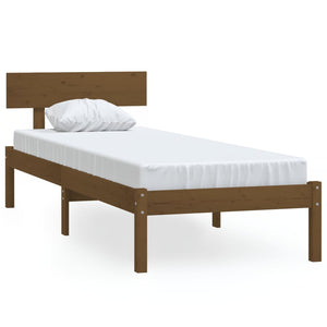 vidaXL Bed Frame Honey Brown Solid Wood Pine 90x200 cm Single