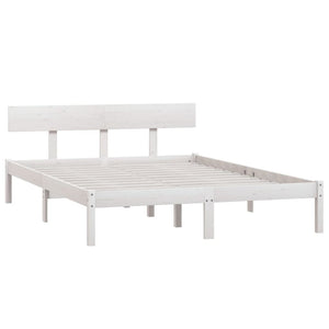 vidaXL Bed Frame White Solid Wood Pine 160x200 cm King