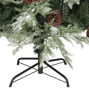 vidaXL Christmas Tree with Pine Cones Green and White 225 cm PVC&PE